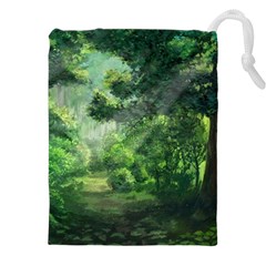 Anime Green Forest Jungle Nature Landscape Drawstring Pouch (4XL)