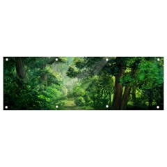 Anime Green Forest Jungle Nature Landscape Banner and Sign 9  x 3 