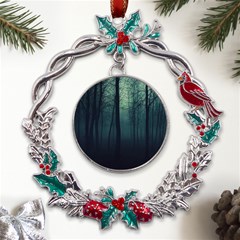 Dark Forest Metal X mas Wreath Holly leaf Ornament