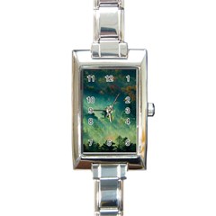 Green Tree Forest Jungle Nature Landscape Rectangle Italian Charm Watch by Ravend