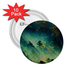 Green Tree Forest Jungle Nature Landscape 2 25  Buttons (10 Pack)  by Ravend