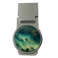 Green Tree Forest Jungle Nature Landscape Money Clips (round)  by Ravend