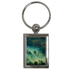 Green Tree Forest Jungle Nature Landscape Key Chain (rectangle) by Ravend