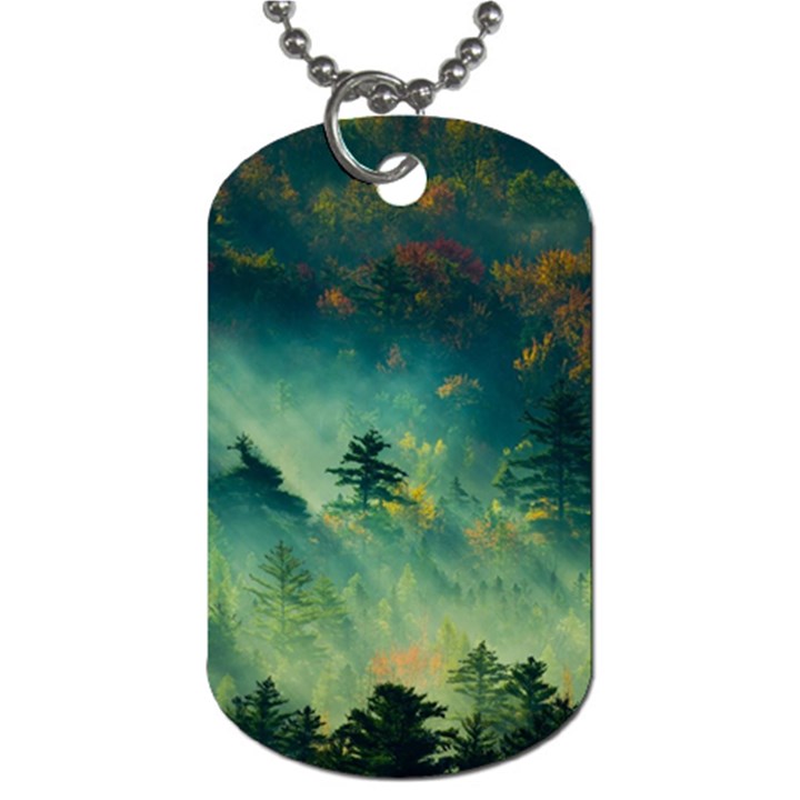 Green Tree Forest Jungle Nature Landscape Dog Tag (Two Sides)