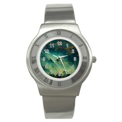 Green Tree Forest Jungle Nature Landscape Stainless Steel Watch by Ravend