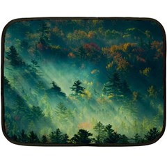 Green Tree Forest Jungle Nature Landscape Two Sides Fleece Blanket (mini) by Ravend