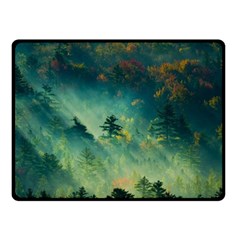 Green Tree Forest Jungle Nature Landscape Fleece Blanket (small) by Ravend