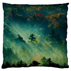 Green Tree Forest Jungle Nature Landscape Large Cushion Case (two Sides) by Ravend