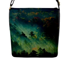 Green Tree Forest Jungle Nature Landscape Flap Closure Messenger Bag (l) by Ravend