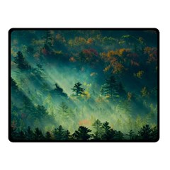 Green Tree Forest Jungle Nature Landscape Two Sides Fleece Blanket (small) by Ravend