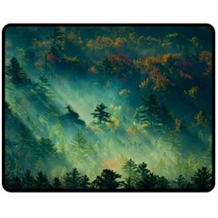 Green Tree Forest Jungle Nature Landscape Two Sides Fleece Blanket (medium) by Ravend