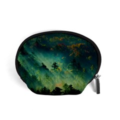 Green Tree Forest Jungle Nature Landscape Accessory Pouch (small) by Ravend