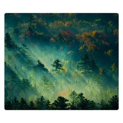 Green Tree Forest Jungle Nature Landscape Two Sides Premium Plush Fleece Blanket (small) by Ravend