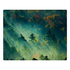 Green Tree Forest Jungle Nature Landscape Two Sides Premium Plush Fleece Blanket (large) by Ravend