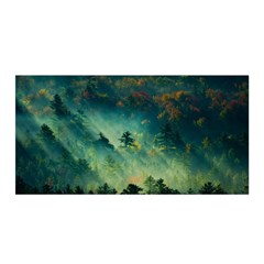 Green Tree Forest Jungle Nature Landscape Satin Wrap 35  X 70  by Ravend