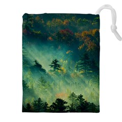 Green Tree Forest Jungle Nature Landscape Drawstring Pouch (4xl) by Ravend