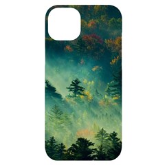 Green Tree Forest Jungle Nature Landscape Iphone 14 Plus Black Uv Print Case by Ravend