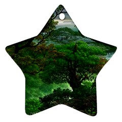 Jungle Forreast Landscape Nature Ornament (star) by Ravend