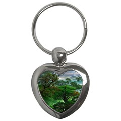 Jungle Forreast Landscape Nature Key Chain (heart) by Ravend