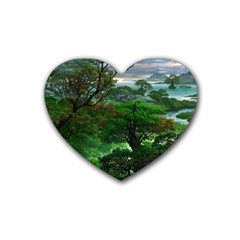 Jungle Forreast Landscape Nature Rubber Coaster (heart) by Ravend