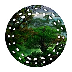 Jungle Forreast Landscape Nature Ornament (round Filigree) by Ravend