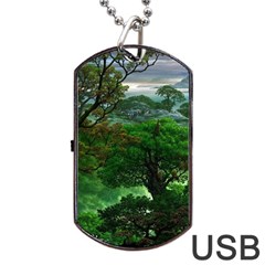 Jungle Forreast Landscape Nature Dog Tag Usb Flash (one Side) by Ravend