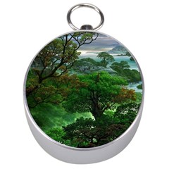 Jungle Forreast Landscape Nature Silver Compasses by Ravend