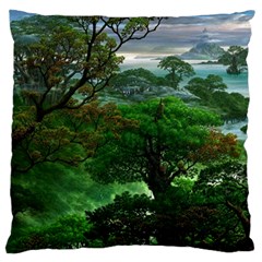 Jungle Forreast Landscape Nature Large Premium Plush Fleece Cushion Case (one Side) by Ravend