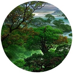 Jungle Forreast Landscape Nature Wooden Puzzle Round by Ravend