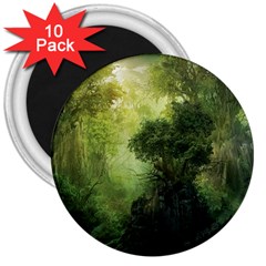 Green Beautiful Jungle 3  Magnets (10 Pack)  by Ravend