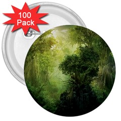 Green Beautiful Jungle 3  Buttons (100 Pack)  by Ravend