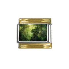 Green Beautiful Jungle Gold Trim Italian Charm (9mm) by Ravend