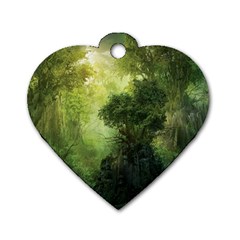 Green Beautiful Jungle Dog Tag Heart (one Side) by Ravend