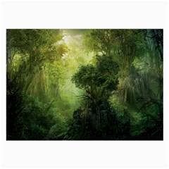 Green Beautiful Jungle Large Glasses Cloth (2 Sides) by Ravend