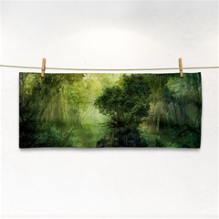 Green Beautiful Jungle Hand Towel by Ravend