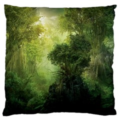 Green Beautiful Jungle Standard Premium Plush Fleece Cushion Case (one Side)