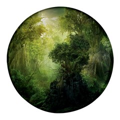 Green Beautiful Jungle Round Glass Fridge Magnet (4 Pack)