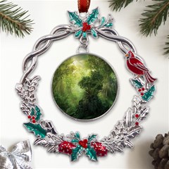 Green Beautiful Jungle Metal X mas Wreath Holly Leaf Ornament