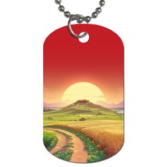 Landscape Sunset Orange Sky Pathway Art Dog Tag (two Sides) by Ravend