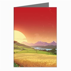 Landscape Sunset Orange Sky Pathway Art Greeting Cards (pkg Of 8)