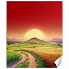 Landscape Sunset Orange Sky Pathway Art Canvas 8  X 10 