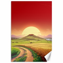 Landscape Sunset Orange Sky Pathway Art Canvas 24  X 36  by Ravend