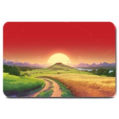 Landscape Sunset Orange Sky Pathway Art Large Doormat by Ravend