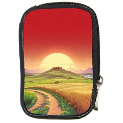 Landscape Sunset Orange Sky Pathway Art Compact Camera Leather Case