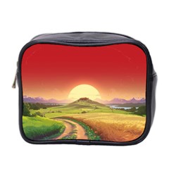 Landscape Sunset Orange Sky Pathway Art Mini Toiletries Bag (two Sides) by Ravend