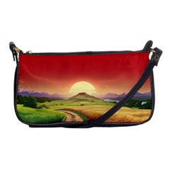 Landscape Sunset Orange Sky Pathway Art Shoulder Clutch Bag by Ravend