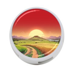 Landscape Sunset Orange Sky Pathway Art 4-port Usb Hub (one Side)