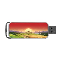 Landscape Sunset Orange Sky Pathway Art Portable Usb Flash (one Side)