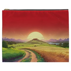 Landscape Sunset Orange Sky Pathway Art Cosmetic Bag (xxxl)