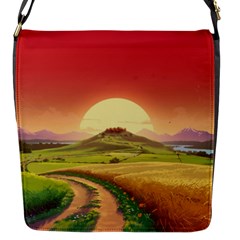 Landscape Sunset Orange Sky Pathway Art Flap Closure Messenger Bag (s) by Ravend